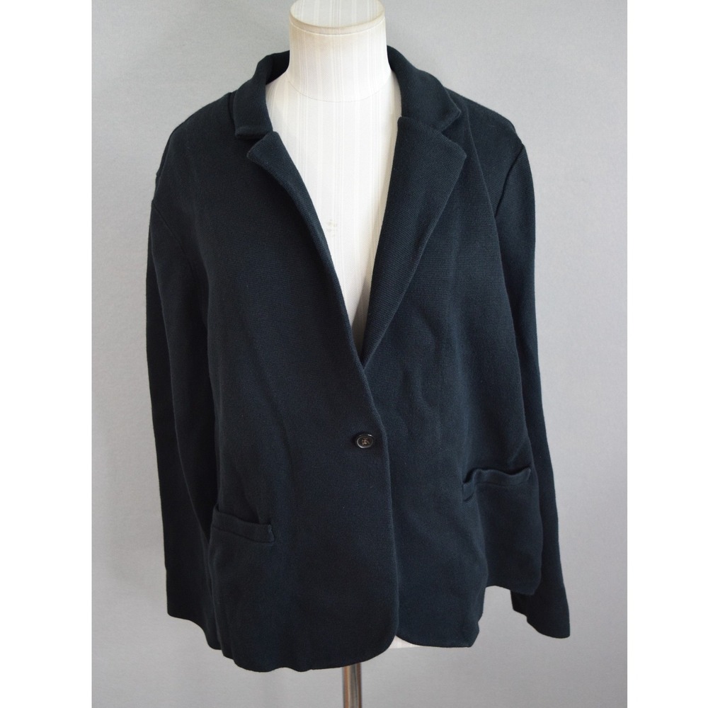 J Crew Schoolboy Sweater Blazer XL Black Cotton Knit BF227 Women Cardigan Outlet